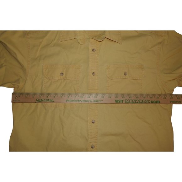 Mens LL Bean Yellow Button Up Collared Chest Pocket Short Sleeve Shirt SZ Large - Picture 3 of 9